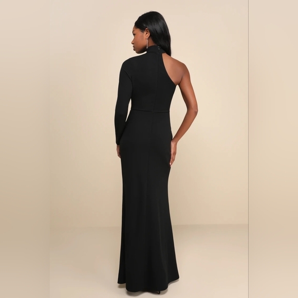 Lulus Keep It Interesting Black Cutout One-Shoulder Maxi Dress S Wedding Party - Picture 5 of 9